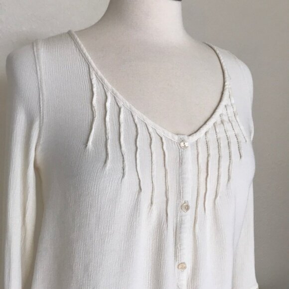 Boho Lace Detailed Cream Aeropostale Blouse - Picture 3 of 5